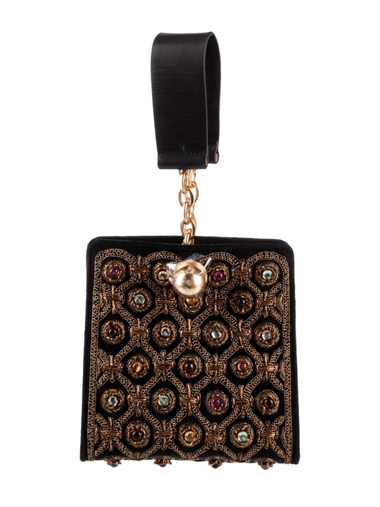 Tory Burch Handbags - Tory Burch Darcy Cabochon Black Embellished Bag with Multicolor Gems